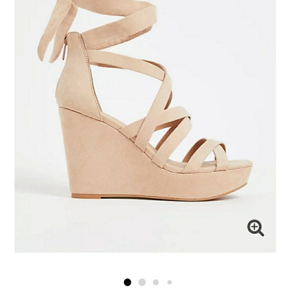 BNWT NIB Torrid Beige Faux Suede Ankle Wrap Wedge
